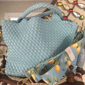 NWT Ahdorned Woven Neoprene Tote w/ Matching Fashion Strap